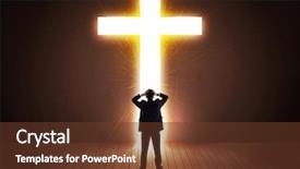  Presentation with railroad crossing railroad crossing sign - PPT layouts consisting of afterlife - man looking at bright cross background and a tawny brown colored foreground