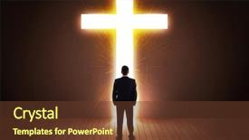  Presentation with railroad crossing railroad crossing sign - Beautiful presentation theme featuring afterlife - man looking at bright cross backdrop and a tawny brown colored foreground