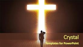  Presentation with cross - Cool new presentation design with afterlife - man looking at bright cross backdrop and a tawny brown colored foreground