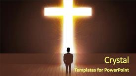  Presentation with railroad crossing railroad crossing sign - Slides having afterlife - man looking at bright cross background and a tawny brown colored foreground