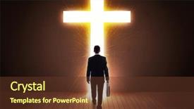  Presentation with cross - Slide deck featuring afterlife - man looking at bright cross background and a tawny brown colored foreground
