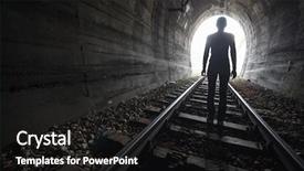  Presentation with railway tracks - Cool new presentation theme with afterlife - man silhouetted in a tunnel backdrop and a black colored foreground
