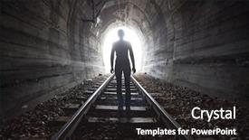  Presentation with tracks - Theme enhanced with afterlife - man silhouetted in a tunnel background and a dark gray colored foreground