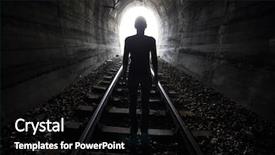  Presentation with railway tracks - Theme enhanced with afterlife - man silhouetted in a tunnel background and a black colored foreground