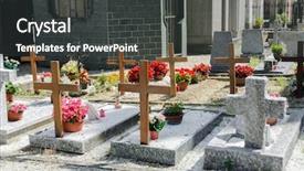  Presentation with cemetery - Beautiful PPT layouts featuring afterlife - small cemetery in italy backdrop and a dark gray colored foreground