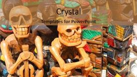  Presentation with skeletons - Amazing PPT theme having afterlife - two sitting skeletons backdrop and a coral colored foreground