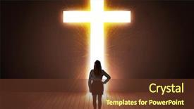  Presentation with railroad crossing railroad crossing sign - PPT theme having afterlife - woman looking at bright cross background and a tawny brown colored foreground