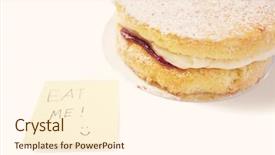  Presentation with notepaper - Slides enhanced with good afternoon - cake slice with 'eat me' background and a cream colored foreground