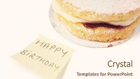  Presentation with happy birthday cake - Colorful theme enhanced with good afternoon - delicious cake slice with 'happy backdrop and a  colored foreground