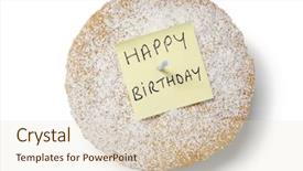  Presentation with happy birthday cake - Colorful presentation enhanced with good afternoon - high angle view of 'happy backdrop and a lemonade colored foreground