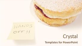  Presentation with notepaper - Slides having good afternoon - sponge cake with 'hands off' background and a cream colored foreground