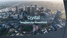  Presentation with city buildings - Presentation consisting of afternoon aerial view of century background and a ocean colored foreground