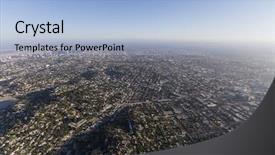  Presentation with downtown los angeles - PPT theme featuring afternoon aerial view of echo background and a light blue colored foreground