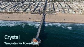  Presentation with city of chicago aerial view - Beautiful presentation featuring afternoon aerial view of manhattan backdrop and a navy blue colored foreground