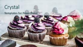  Presentation with afternoon tea - Slide set with afternoon tea - berry cupcakes background and a sky blue colored foreground