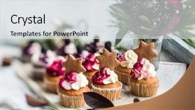  Presentation with cupcakes - Amazing slide set having afternoon tea - christmas cupcakes backdrop and a light gray colored foreground
