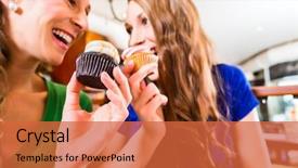  Presentation with muffins - Theme enhanced with afternoon tea - friends having fun and eating background and a red colored foreground