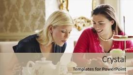  Presentation with animated candle - Slides featuring young beautiful pretty blonde women portrait in studio background and a dark gray colored foreground