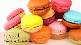  Presentation with cookies - Slides with afternoon tea cake - macaroon cookies background and a  colored foreground