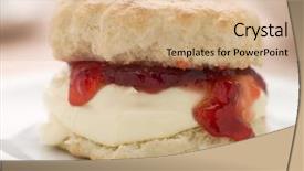  Presentation with coconut jam - PPT theme enhanced with afternoon tea cake - scone filled with strawberry jam background and a coral colored foreground