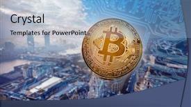  Presentation with smart city - Colorful slide set enhanced with agains skyscrapers - futuristic smart city backdrop and a  colored foreground