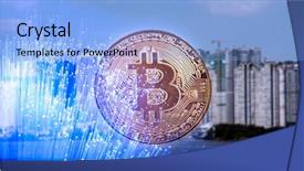  Presentation with smart city - Audience pleasing PPT theme consisting of agains skyscrapers - futuristic smart city backdrop and a  colored foreground