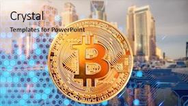  Presentation with smart grid city and wireless - Cool new PPT layouts with agains skyscrapers - futuristic smart city backdrop and a coral colored foreground