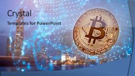  Presentation with smart city - Slide deck enhanced with agains skyscrapers - futuristic smart city background and a  colored foreground