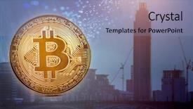  Presentation with smart city - Slide set consisting of agains skyscrapers - futuristic smart city background and a  colored foreground