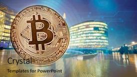  Presentation with smart city - Colorful slide set enhanced with agains skyscrapers - futuristic smart city backdrop and a  colored foreground