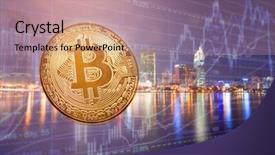  Presentation with smart city - Slide deck having agains skyscrapers - futuristic smart city background and a  colored foreground