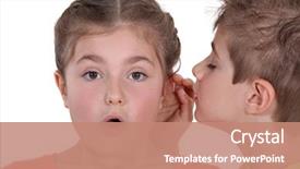  Presentation with ear pollution - Presentation design consisting of agape - boy whispering into girl's ear background and a  colored foreground