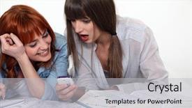  Presentation with friends - Cool new presentation theme with agape - friends laughing at a cellphone backdrop and a light gray colored foreground