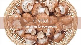  Presentation with brown and white - Presentation theme with agaricus bisporus - brown champignon mushrooms in wicker background and a coral colored foreground