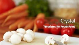  Presentation with mushrooms - Amazing PPT layouts having agaricus bisporus - cutting cultivated white mushrooms backdrop and a  colored foreground