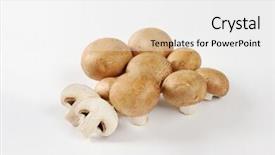  Presentation with mushrooms - Slide set featuring agaricus bisporus - group of fresh cremini mushrooms background and a  colored foreground