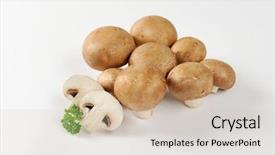  Presentation with le roman - PPT theme having agaricus bisporus - group of roman brown mushrooms background and a soft green colored foreground