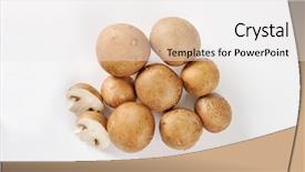  Presentation with bisporus - Beautiful slide set featuring agaricus bisporus - group of roman brown mushrooms backdrop and a white colored foreground