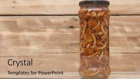  Presentation with honey - Beautiful presentation design featuring agaricus bisporus - mushrooms marinaded agaric honey backdrop and a  colored foreground