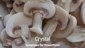  Presentation with bisporus - Slide set featuring agaricus bisporus aka champignons mushrooms background and a gray colored foreground