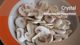  Presentation with bisporus - Presentation theme with agaricus bisporus aka champignons mushrooms background and a coral colored foreground