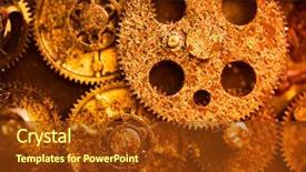  Presentation with gear wheels - Slides featuring aged golden gear wheels close background and a tawny brown colored foreground