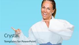  Presentation with middle east camel caravan - Presentation consisting of age adult woman wearing karate background and a light blue colored foreground