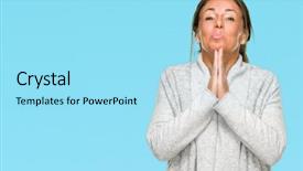  Presentation with mom praying hands - Theme featuring age adult woman wearing winter background and a  colored foreground