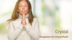  Presentation with praying hands - Slide deck featuring age adult woman wearing winter background and a lemonade colored foreground