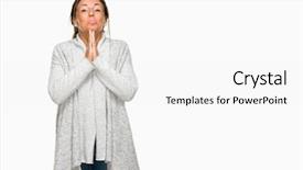  Presentation with praying hands - Theme consisting of age adult woman wearing winter background and a white colored foreground