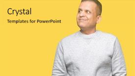  Presentation with arab - Colorful presentation theme enhanced with age arab man wearing sport backdrop and a yellow colored foreground