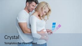  Presentation with light blue - Presentation theme having age caucasian couple feels baby background and a light blue colored foreground