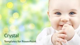  Presentation with happy baby - Presentation having age concept - beautiful happy baby background and a soft green colored foreground