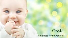  Presentation with green lights - Presentation theme enhanced with age concept - beautiful happy baby background and a soft green colored foreground
